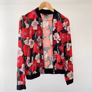 Isle Floral Bomber Jacket with Red and Black Design Size XS